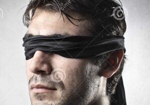man with blindfold
